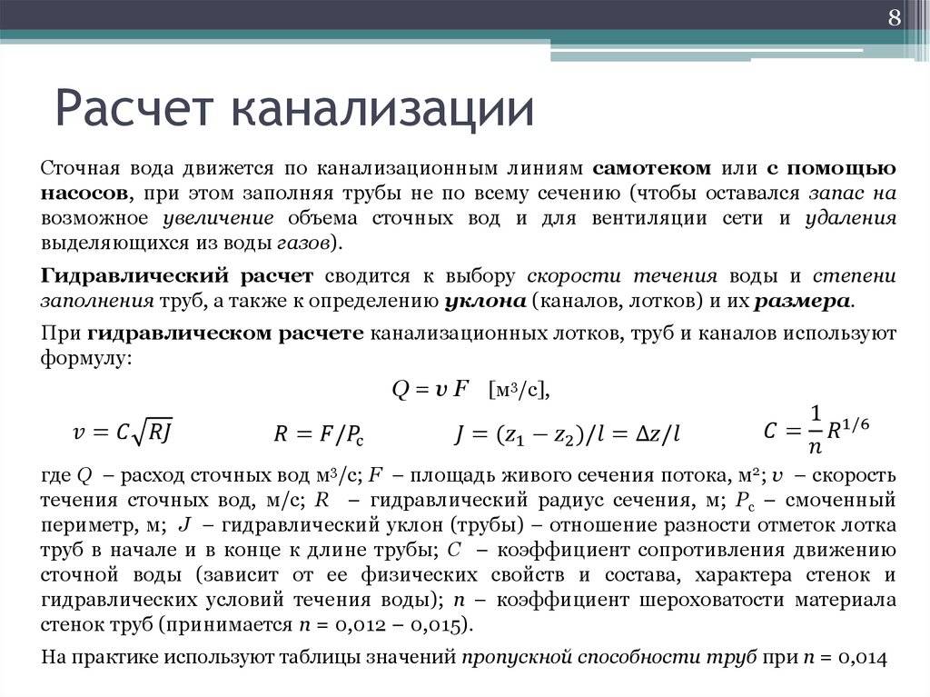 Уклон канализационной трубы диаметром 50, 100, 110, 160, 200 мм