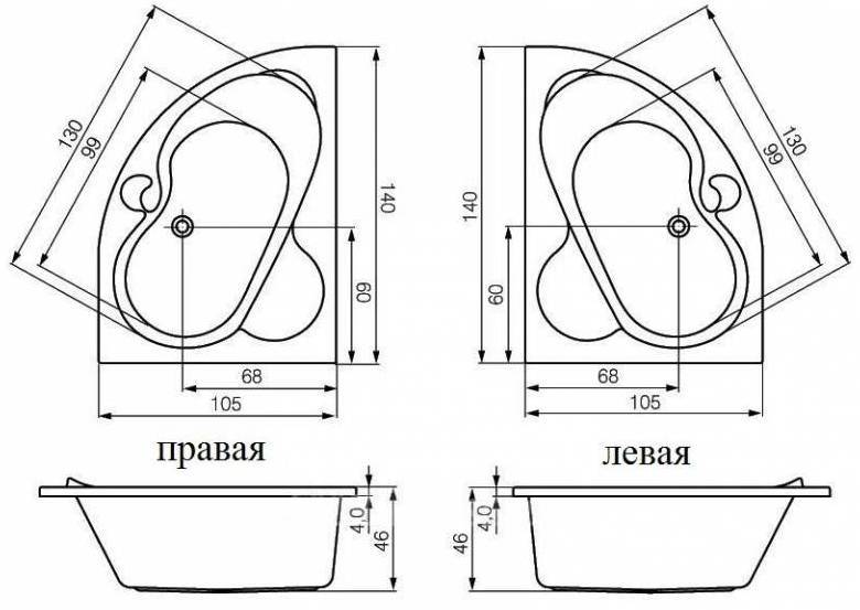 Размеры железных ванн для ванной комнаты