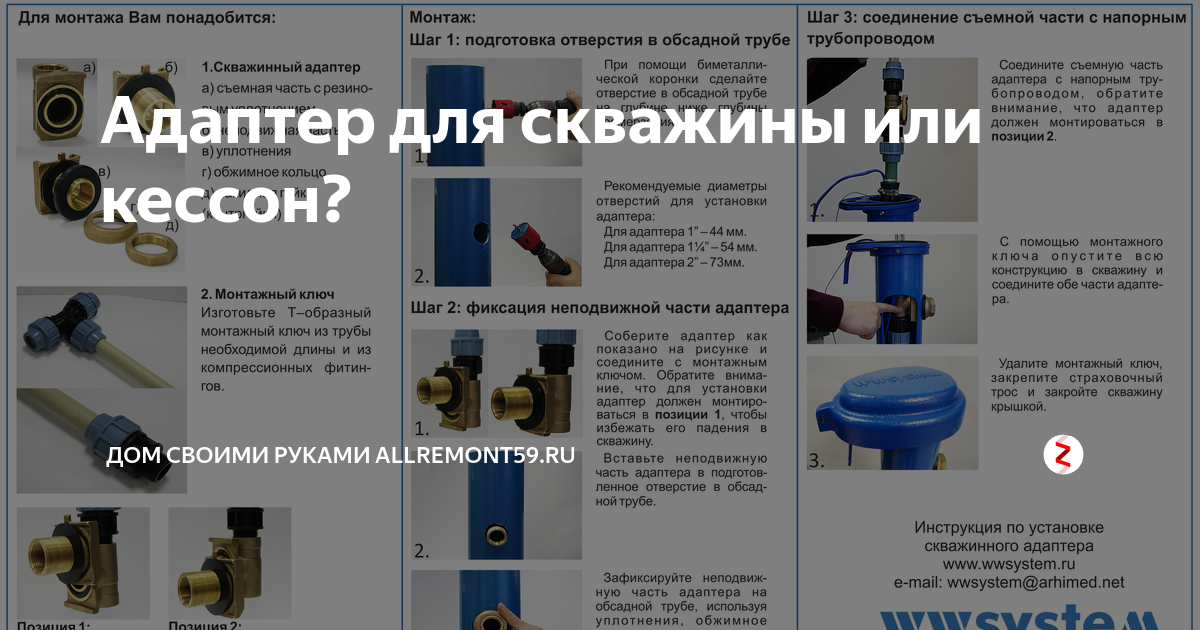 Адаптер для скважины своими руками: установка и монтаж