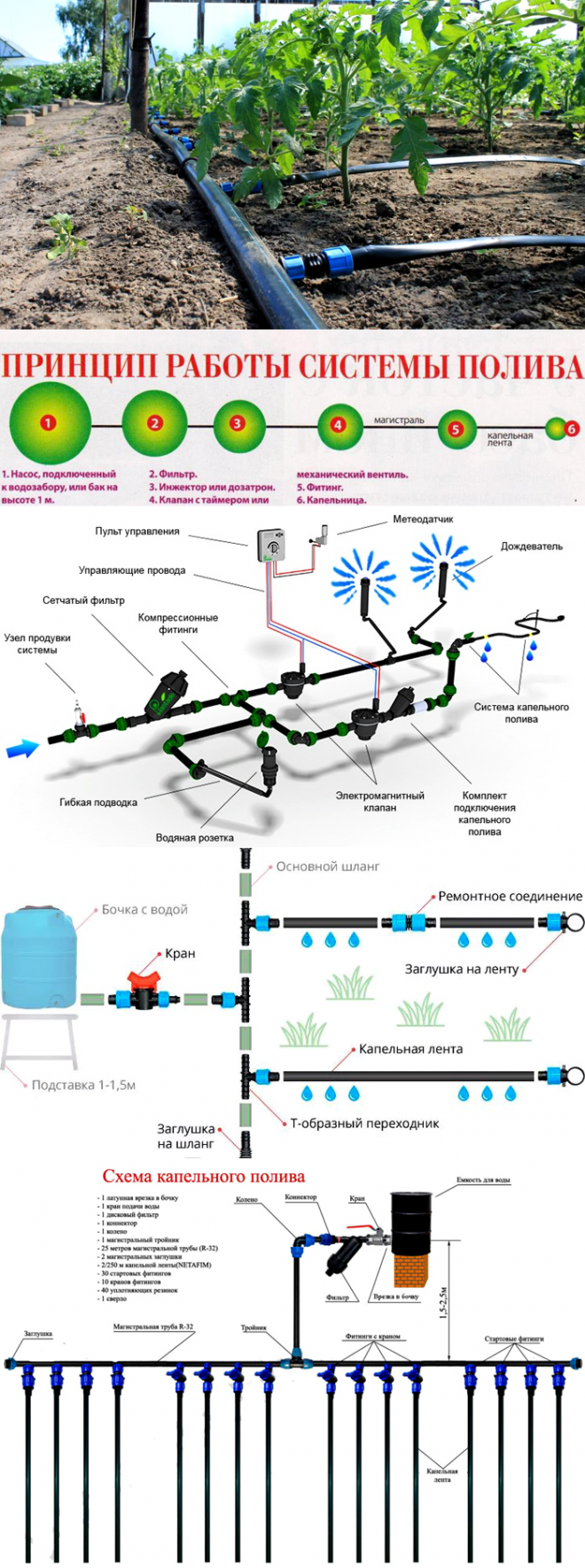 Схема капельного полива своими руками