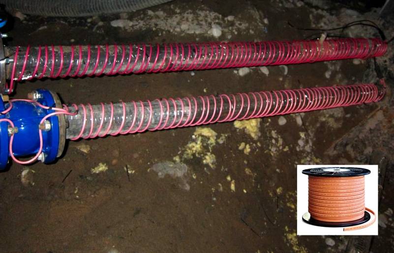 Саморегулирующийся греющий кабель для водопровода - устройство и пример утепления трубопровода