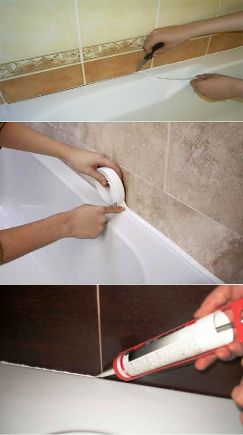 Чем можно замазать ванну. Шов между ванной и стеной. Отделка стыка ванны со стеной. Щель между ванной и стеной. Отверстие между ванной и стеной.